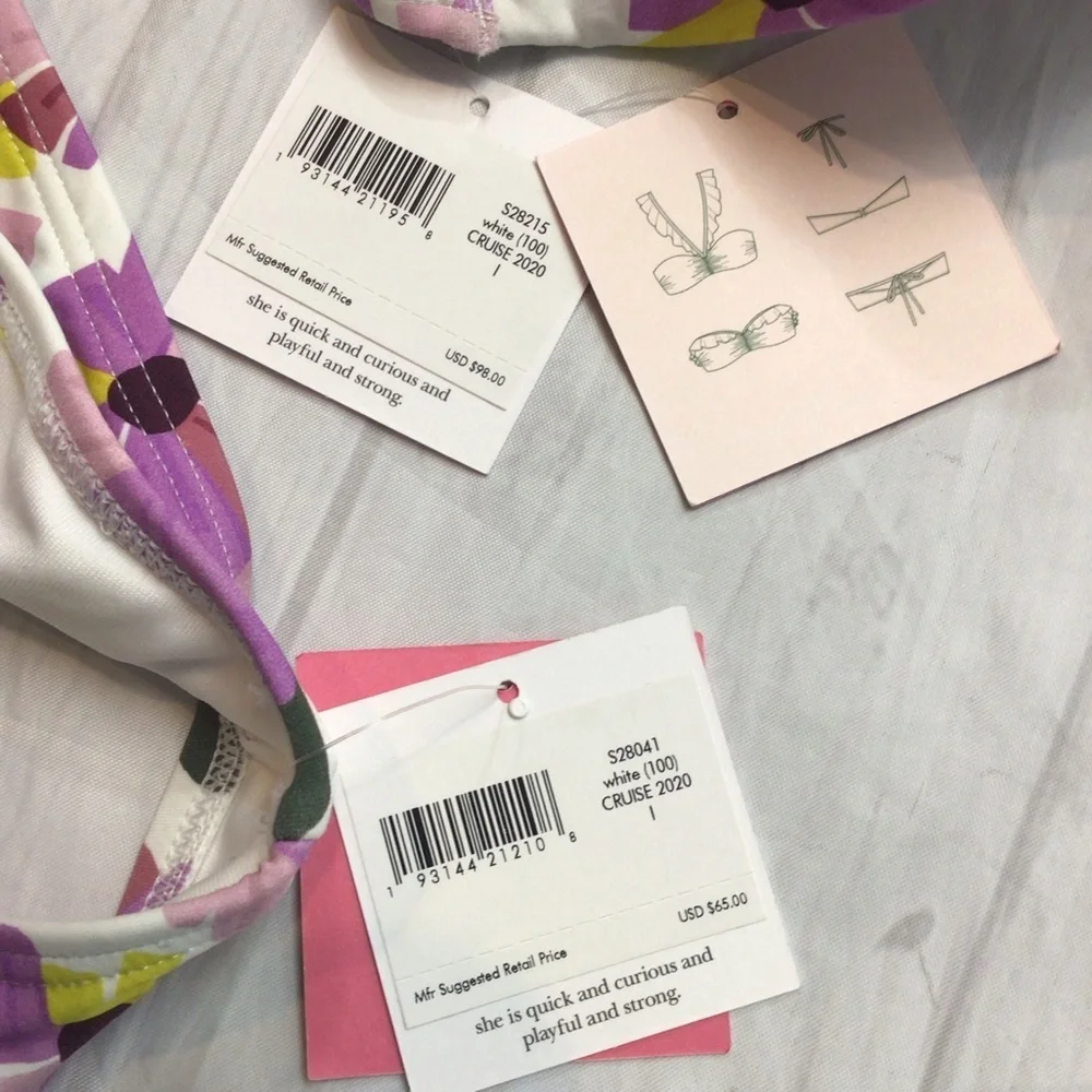 2pc Kate Spade White Floral Cruise Convertible Bikini Set